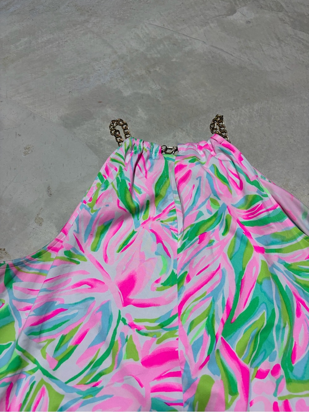 Lilly pulitzer Bowen Bright Tropical Halter Top Pink Green Floral Print large - Picture 8 of 10